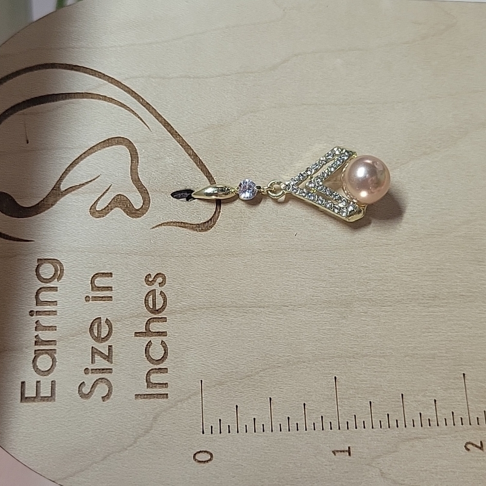 Chocolate Pearl CZ Drop Earrings, S925 wires - Picture 4 of 6
